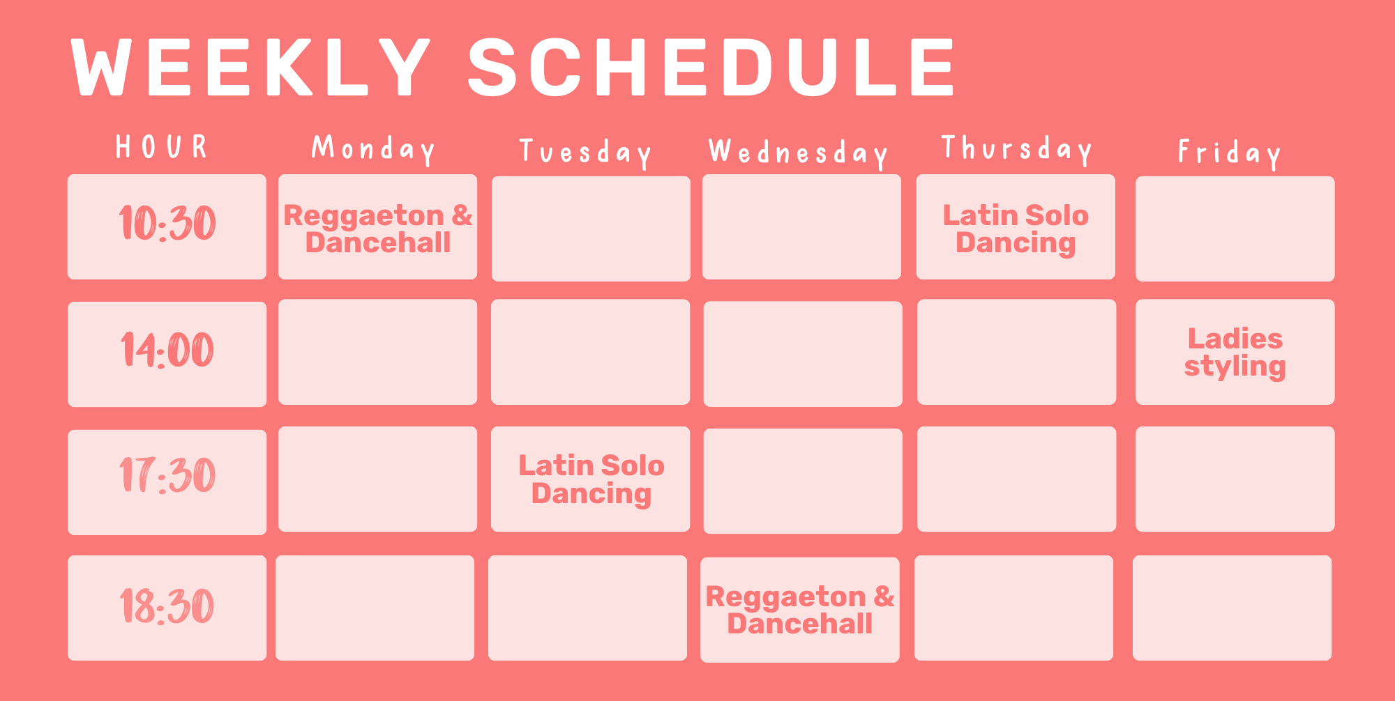 weekly schedule canarian dance experience